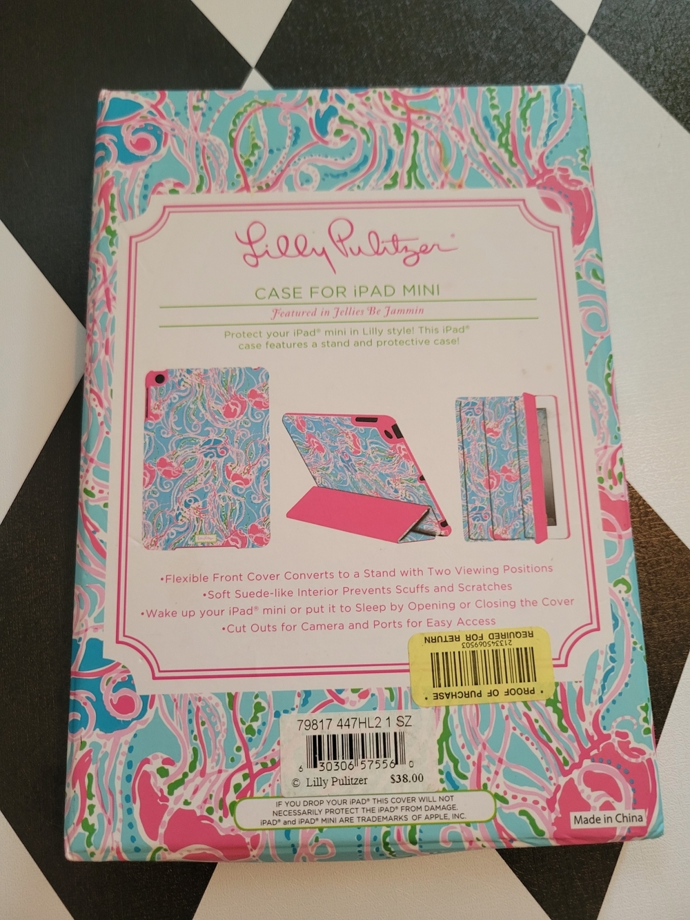 Lilly Pulitzer Tablet Cover — Pink, Aqua & Lime Swirl - Picture 2 of 2